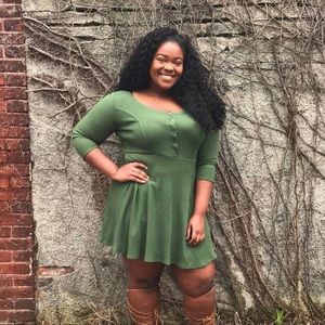 Army green Skater dress